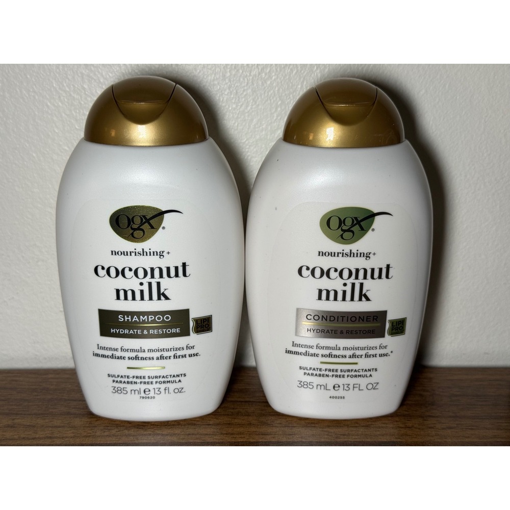 OGX Coconut Milk Shampoo Conditioner Set 13oz Hydrate Restore NEW